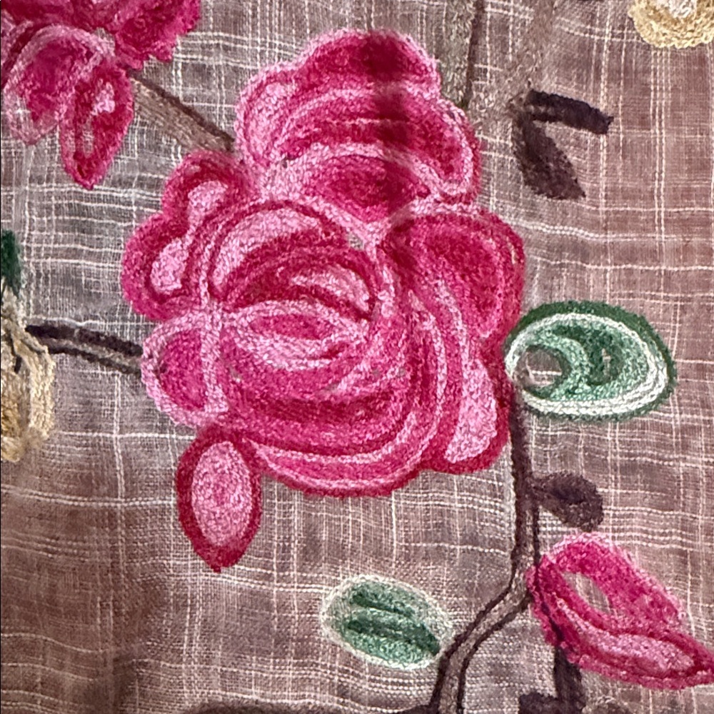 Embroidered Floral Scarf in Dusty Rose with Pink Accents - Picture 4 of 8